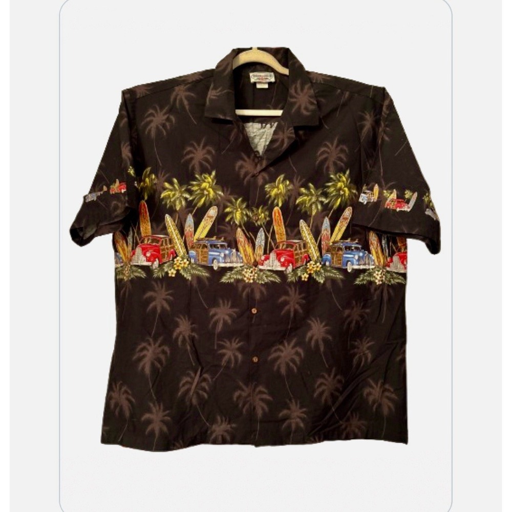 Pacific legend apparel Sz XXL VTG Made in USA Hawaiian short sleeves Cars Surf